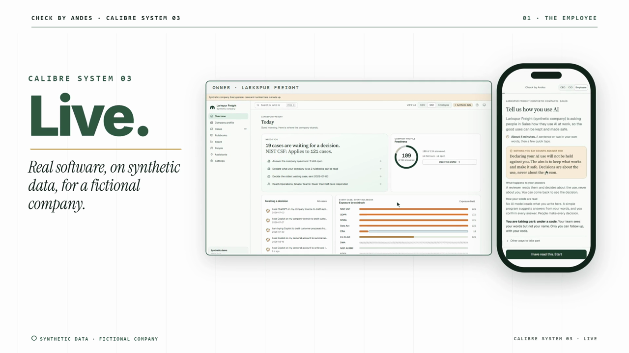 The fictional company overview in the Calibre product film.